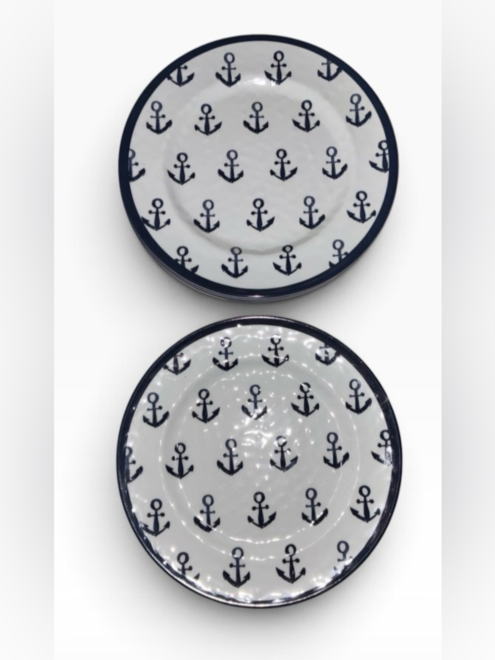 Nautica Set of 8 Melamine Anchor Salad/ Luncheon/Appetizer Plates 8" - Picture 5 of 10